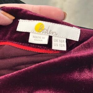 Boden Deep Red Velvet Dress